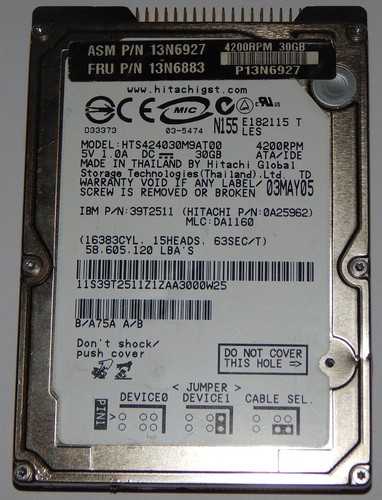 Hitachi hts424030m9at00 gb - 30,