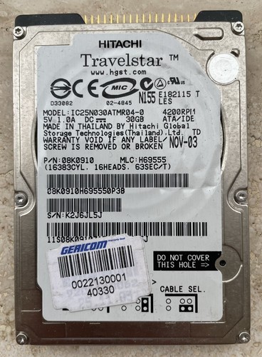 Hard disk 30gb hitachi - disk,