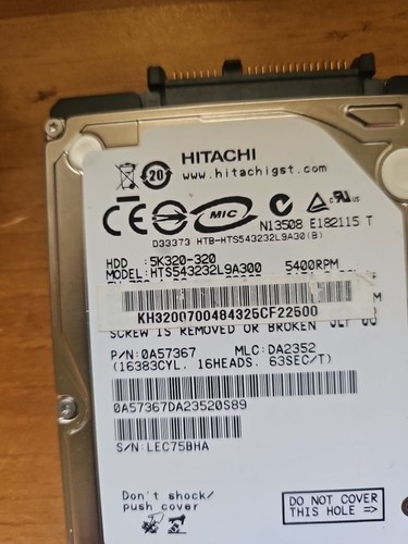 Hitachi 250gb hts543225l9a300 - hitachi,