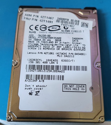 Disco rigido hitachi 80gb - hitachi,